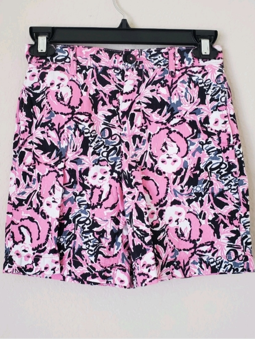 Lilly Pulitzer Boys Beaumont Shorts Size 7 Hanging with my Boo Pink Black Panda